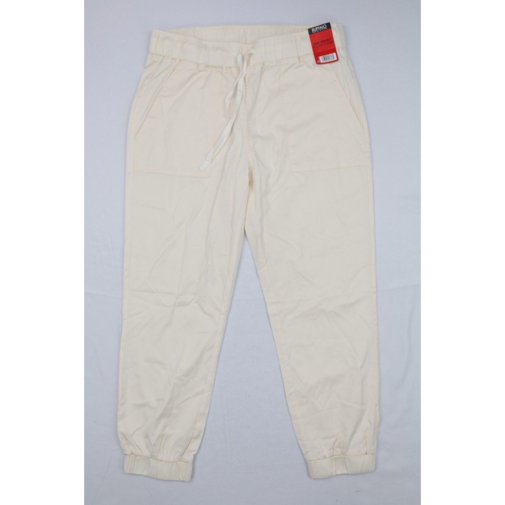 Buffalo David Bitton Women's Soft Tencel Pull-On Jogger Cream Sz M Drawstring